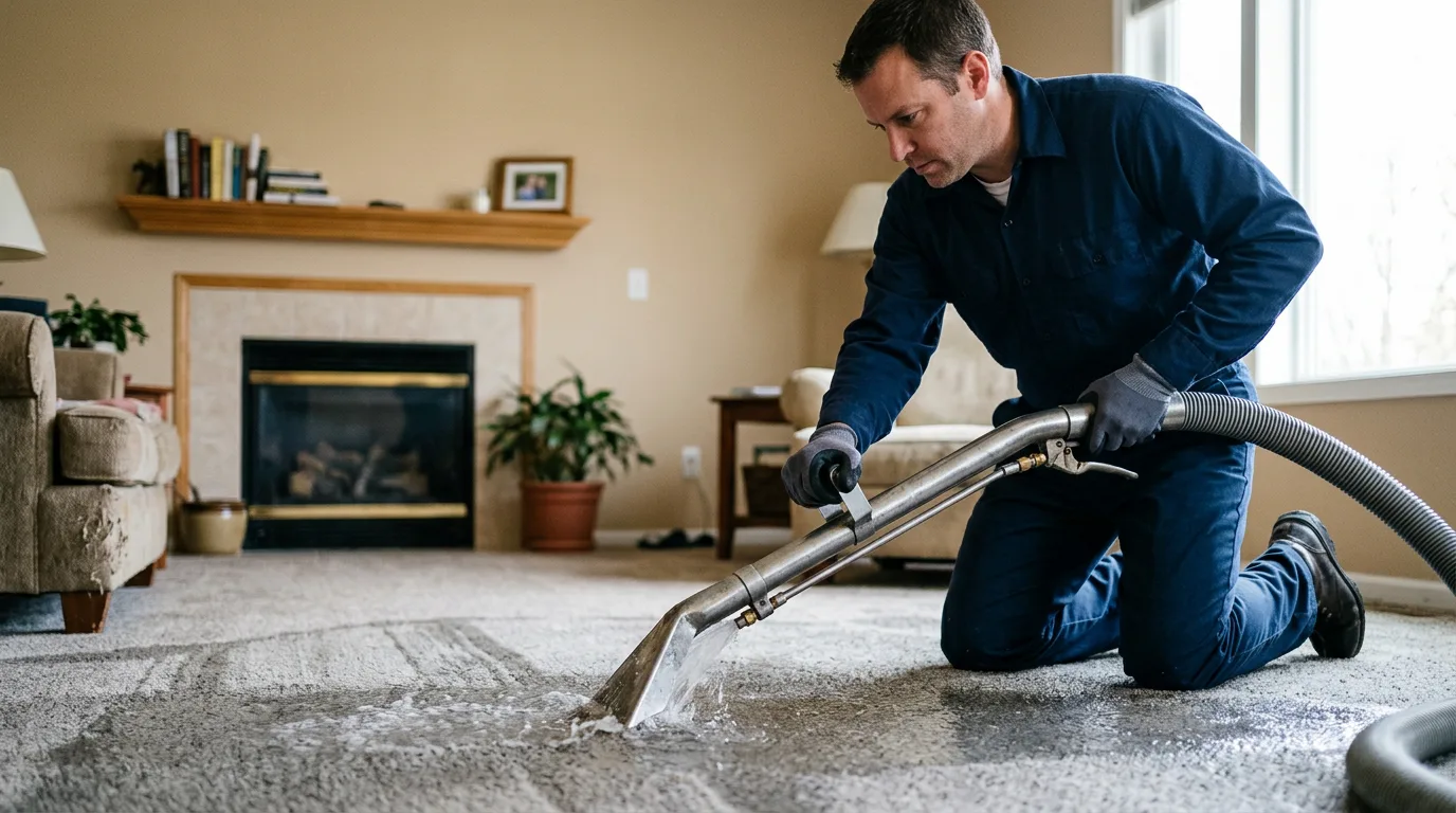 Water damage restoration technician working near Jasper, MI